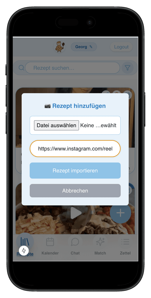 Rezepte importieren in der Rezepte App