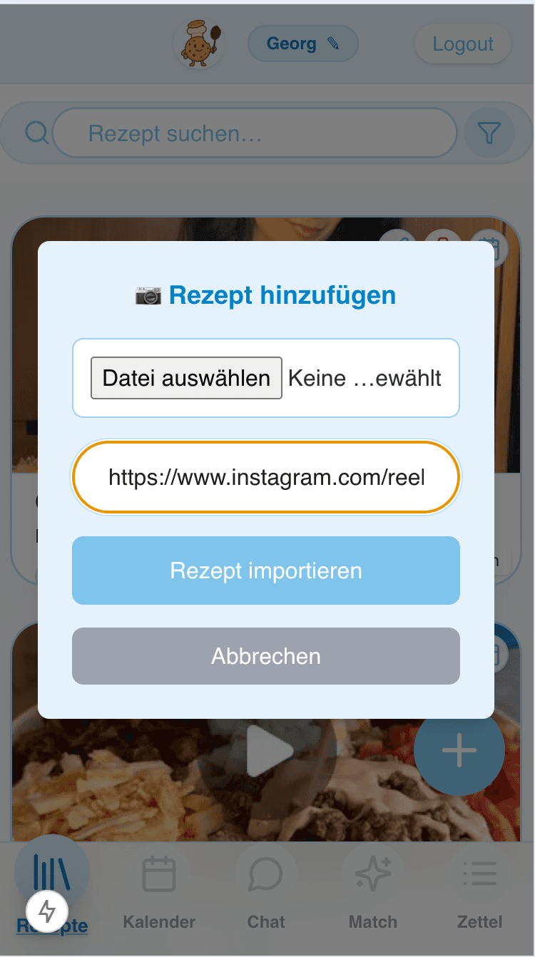Rezeptimport in CookiePlan